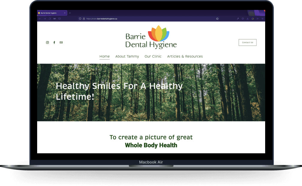 Barrie Dental Hygiene Website on Macbook