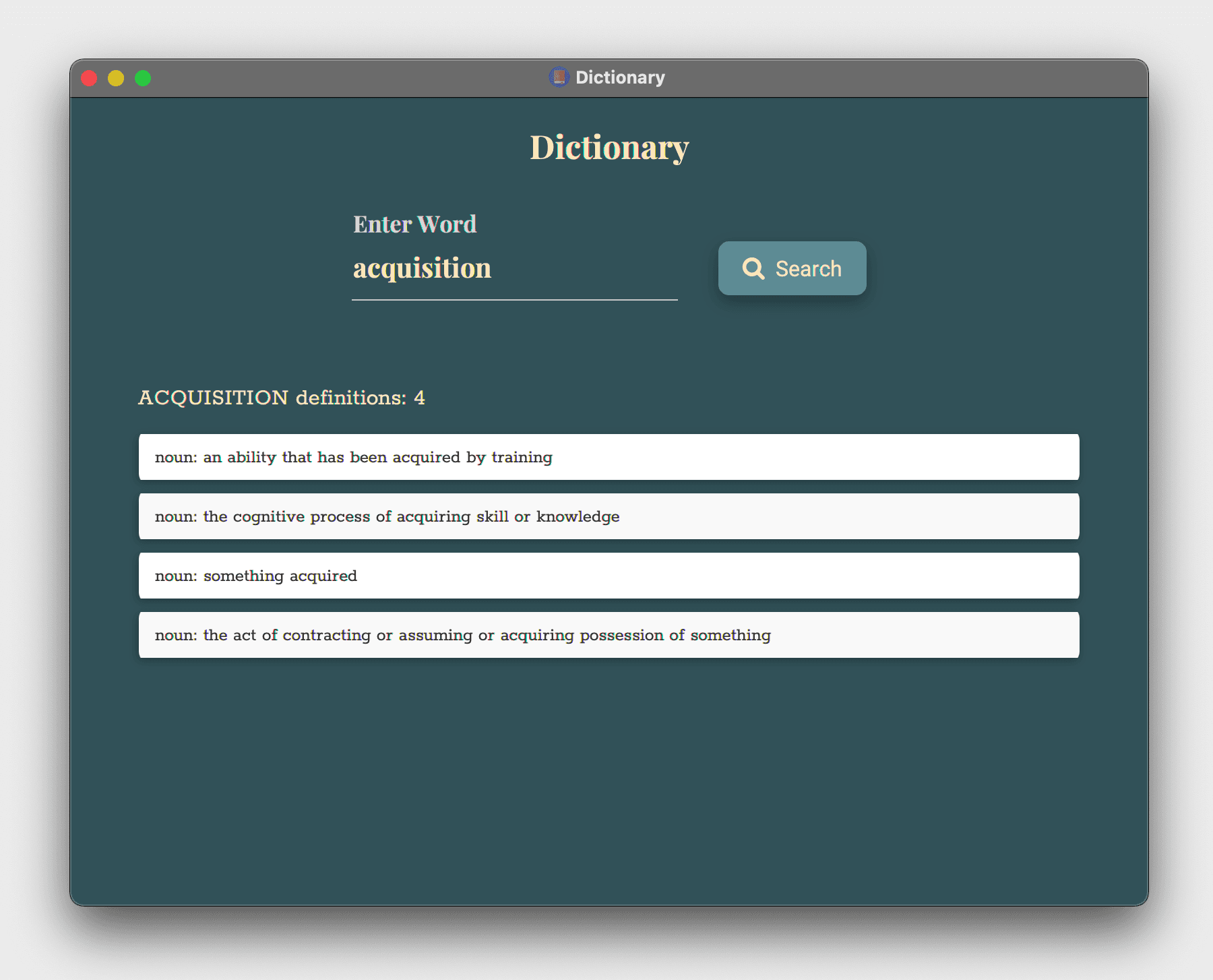 Java Dictionary App